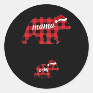 Pregnant Women Mama Bear Pregnancy Christmas Pajam Classic Round Sticker