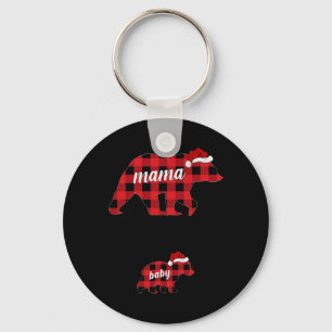Pregnant Women Mama Bear Pregnancy Christmas Pajam Key Ring