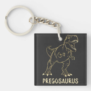Pregosaurus Funny Pregnancy Announcement Dino Mum Key Ring