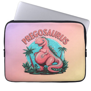 Pregosaurus Funny Pregnancy Announcement Dino Mum Laptop Sleeve
