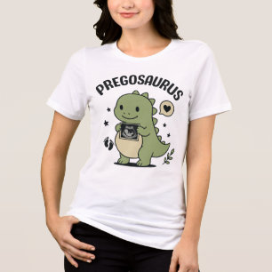 Pregosaurus Pregnancy Maternity Dino Gift Tri-Blend Shirt