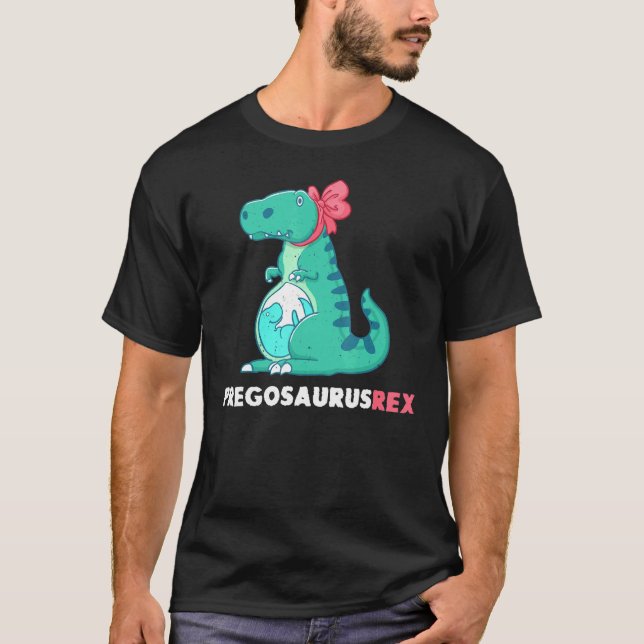 Pregosaurus Rex Dinosaur Pregnancy Announcement 1 T-Shirt (Front)