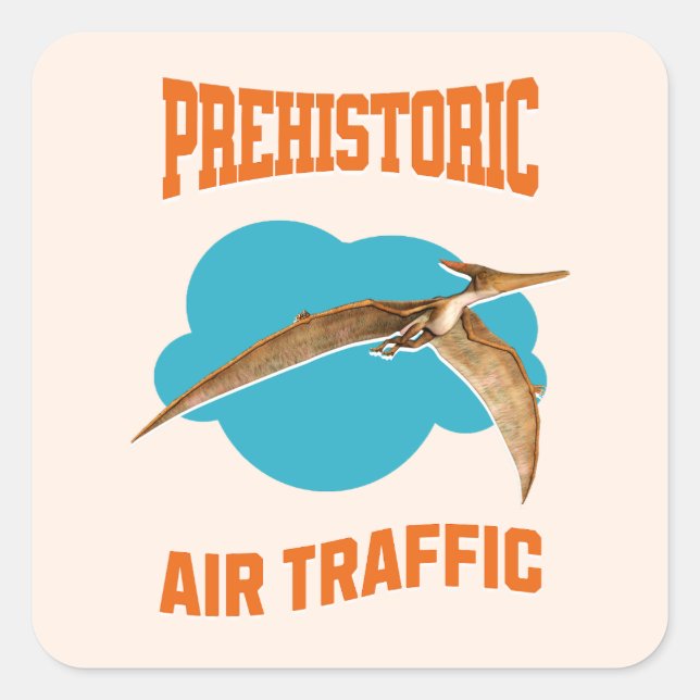  Prehistoric Air Traffic Pterodactyl Dinosaur Square Sticker (Front)