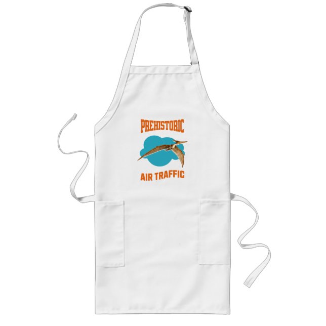 Prehistoric Air Traffic Pterodactyl Pilot Humour Long Apron (Front)