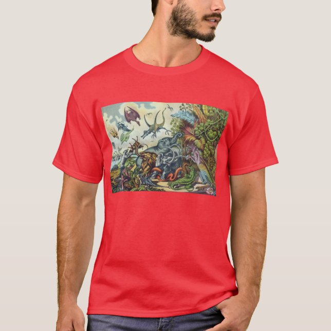 Prehistoric Animals Antique Print T-Shirt (Front)