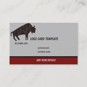 Prehistoric Animals Bull BIson Logo Business Card