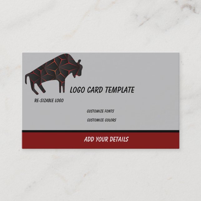 Prehistoric Animals Bull BIson Logo Business Card (Front)