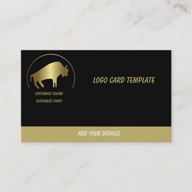 Prehistoric Animals Logo Gold Buffalo Business Card (Front)