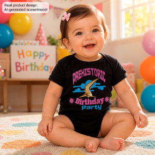 Prehistoric Birthday Party Funny Pterodactyl Baby Bodysuit