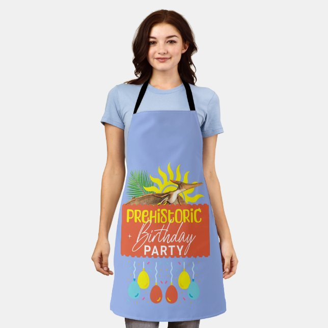 Prehistoric Birthday Party Pterodactyl Dino Apron (Worn)