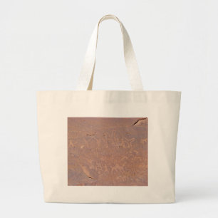 Prehistoric Carved Drawings In The Desert Large Tote Bag