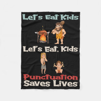 Prehistoric Cave People Lets Eat Kids Halloween Co Fleece Blanket