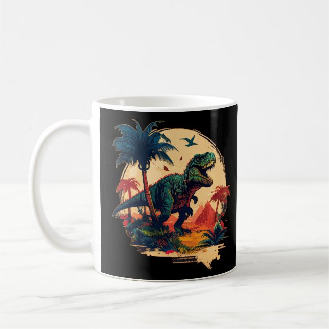 Prehistoric Cretaceous Dinosaurs Jurassic Tyrannos Coffee Mug (Left)
