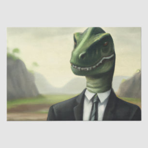 Prehistoric Dinosaur Businessman, Fun AI Generated Tissue Paper