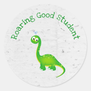 Prehistoric Dinosaur Custom Roaring Good Student Classic Round Sticker