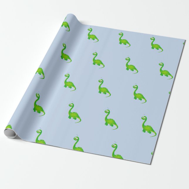 Prehistoric Dinosaur Pattern Wrapping Paper (Unrolled)