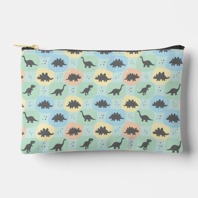 Prehistoric Dinosaur Silhouette Seamless Pattern Accessory Pouch (Front)