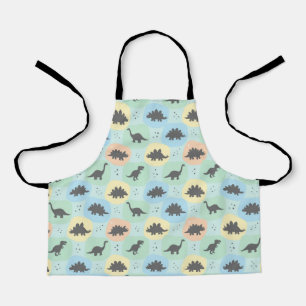 Prehistoric Dinosaur Silhouette Seamless Pattern Apron