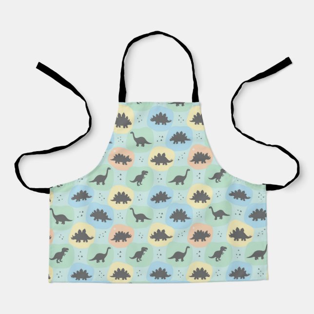 Prehistoric Dinosaur Silhouette Seamless Pattern Apron (Front)