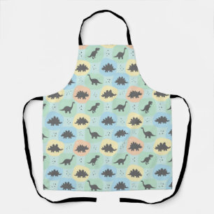 Prehistoric Dinosaur Silhouette Seamless Pattern Apron