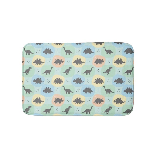 Prehistoric Dinosaur Silhouette Seamless Pattern Bath Mat (Front)