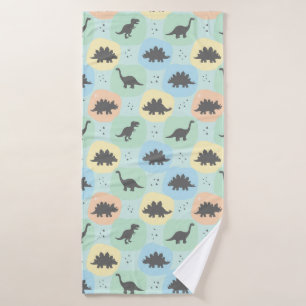 Prehistoric Dinosaur Silhouette Seamless Pattern Bath Towel