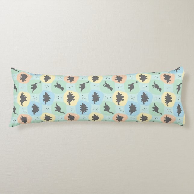 Prehistoric Dinosaur Silhouette Seamless Pattern Body Cushion (Front)