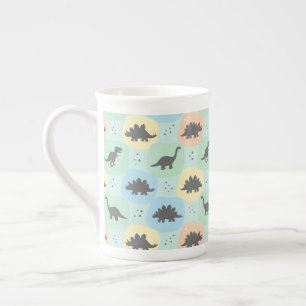 Prehistoric Dinosaur Silhouette Seamless Pattern Bone China Mug