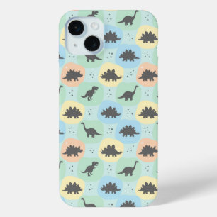 Prehistoric Dinosaur Silhouette Seamless Pattern iPhone 15 Mini Case