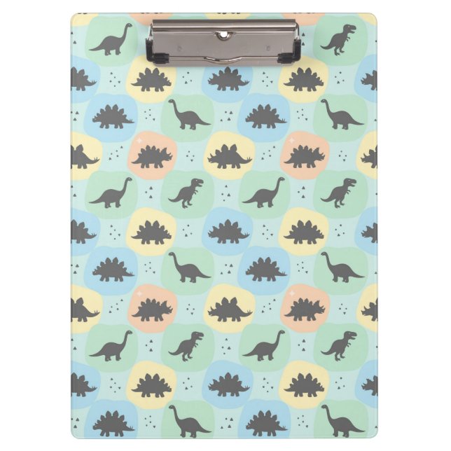 Prehistoric Dinosaur Silhouette Seamless Pattern Clipboard (Front)