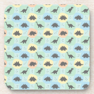 Prehistoric Dinosaur Silhouette Seamless Pattern Coaster