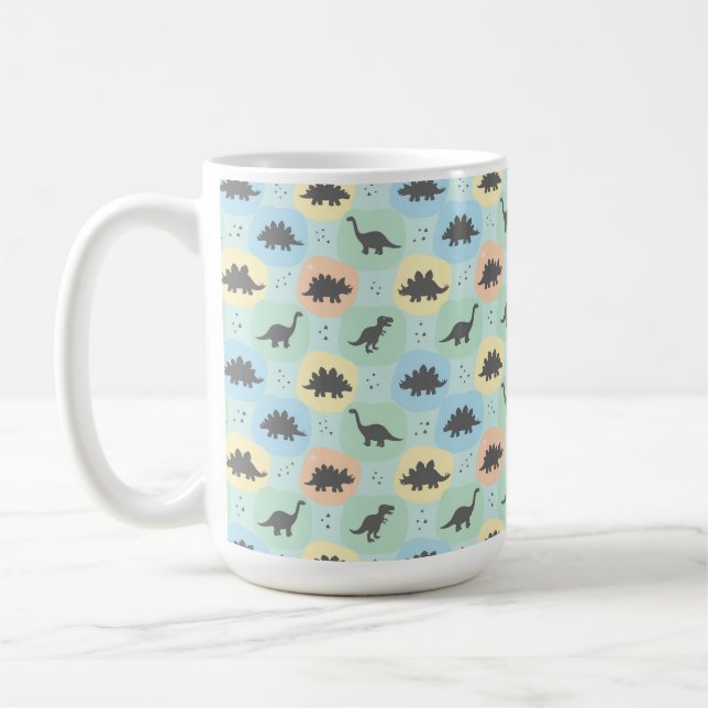 Prehistoric Dinosaur Silhouette Seamless Pattern Coffee Mug (Left)