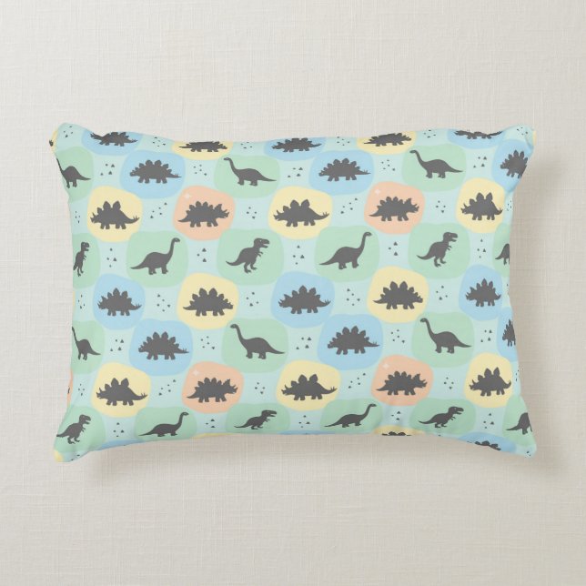 Prehistoric Dinosaur Silhouette Seamless Pattern Decorative Cushion (Front)