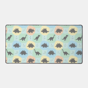 Prehistoric Dinosaur Silhouette Seamless Pattern Desk Mat