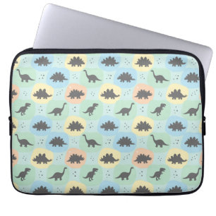 Prehistoric Dinosaur Silhouette Seamless Pattern Laptop Sleeve