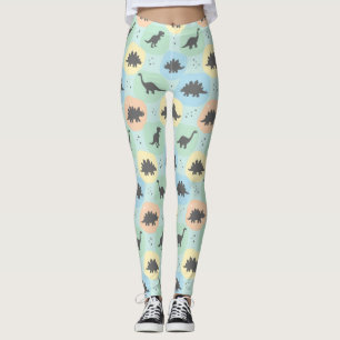 Prehistoric Dinosaur Silhouette Seamless Pattern Leggings