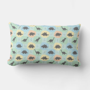 Prehistoric Dinosaur Silhouette Seamless Pattern Lumbar Cushion