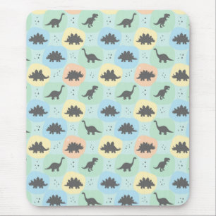 Prehistoric Dinosaur Silhouette Seamless Pattern Mouse Pad