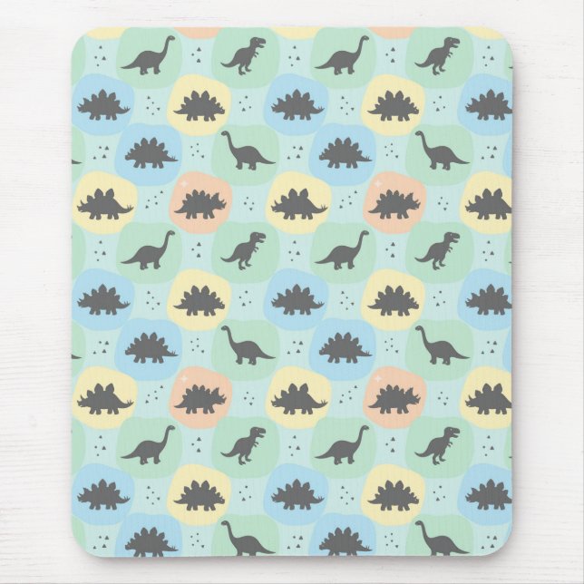 Prehistoric Dinosaur Silhouette Seamless Pattern Mouse Pad (Front)