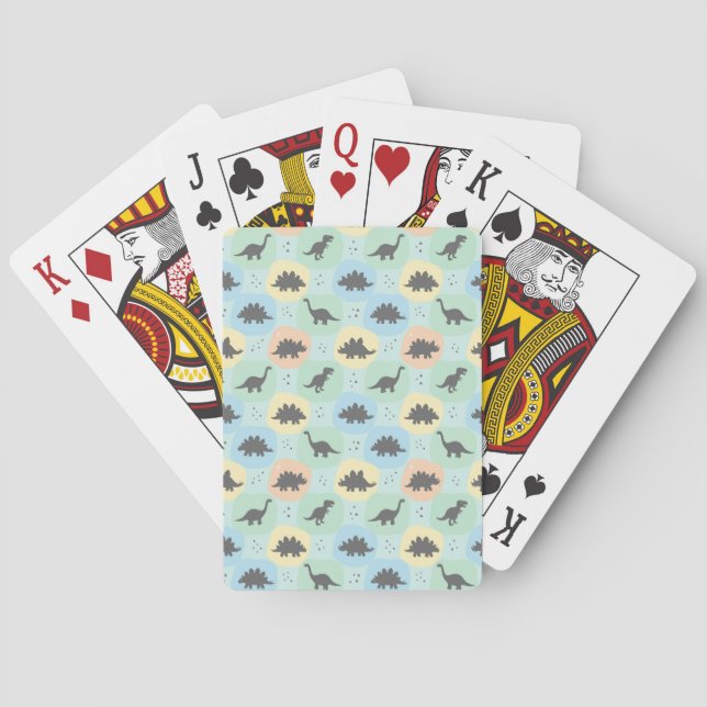 Prehistoric Dinosaur Silhouette Seamless Pattern Playing Cards (Back)