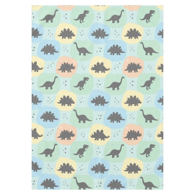 Prehistoric Dinosaur Silhouette Seamless Pattern Tablecloth (Front)