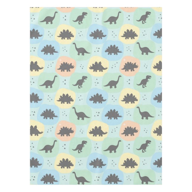 Prehistoric Dinosaur Silhouette Seamless Pattern Tablecloth (Front)