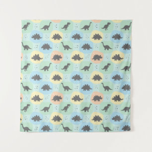 Prehistoric Dinosaur Silhouette Seamless Pattern Tapestry