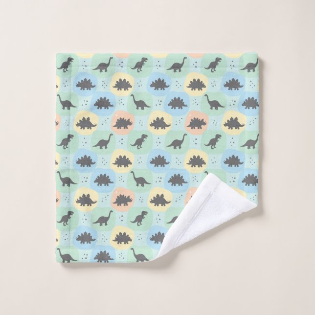 Prehistoric Dinosaur Silhouette Seamless Pattern Wash Cloth (Wash Cloth)