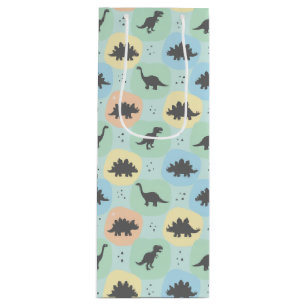 Prehistoric Dinosaur Silhouette Seamless Pattern Wine Gift Bag