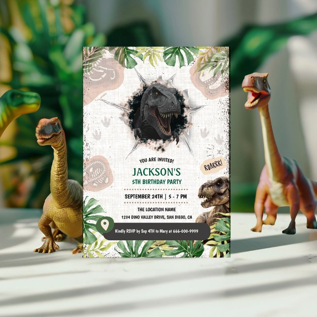 Prehistoric Dinosaur T-rex Boy Birthday Party Invitation (Prehistoric Dinosaur T-rex boy birthday party invitation)
