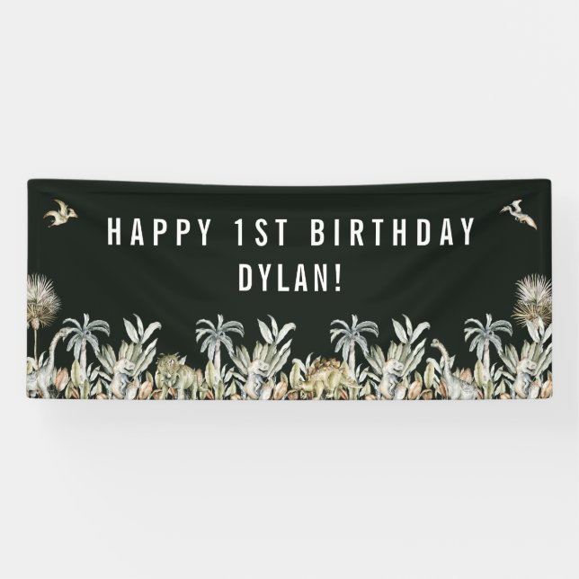 Prehistoric Dinosaur Theme Birthday Banner (Horizontal)