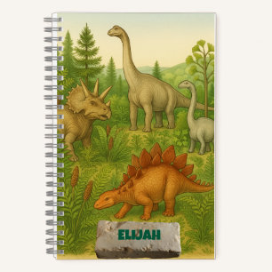Prehistoric Dinosaurs and Jungle Spiral Notebook
