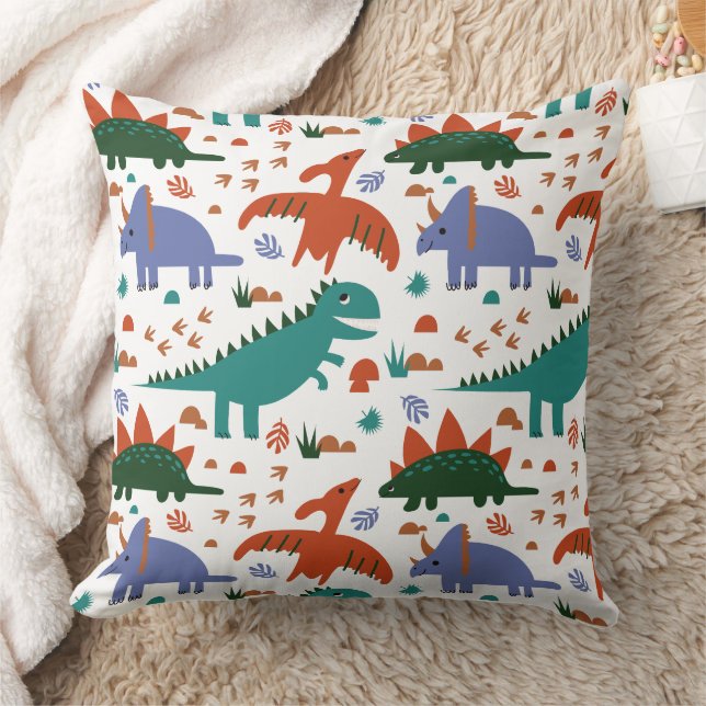 Prehistoric Dinosaurs & Fossil Prints Pattern Cushion (Blanket)