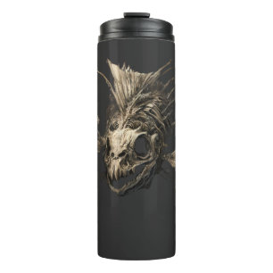Prehistoric Fish Skull Grunge Dark Art Thermal Tumbler